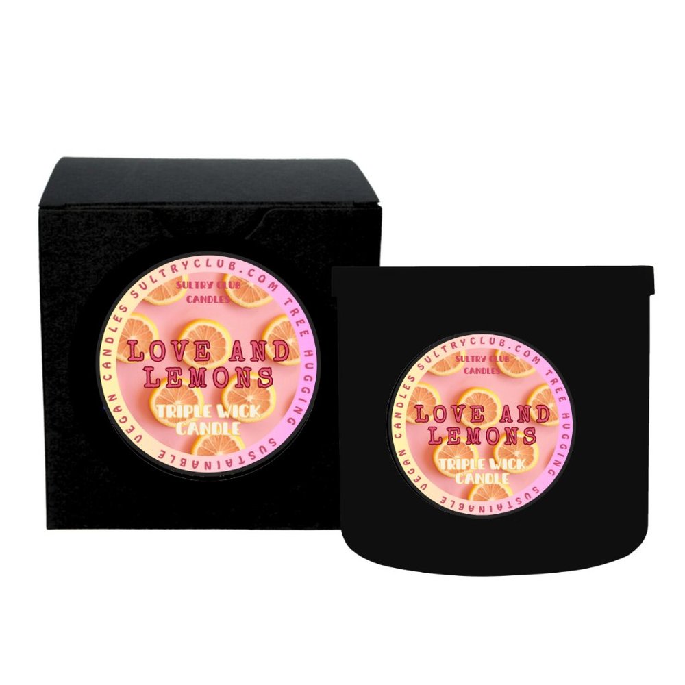 LOVE AND LEMONS 3 WICK VEGAN CANDLE